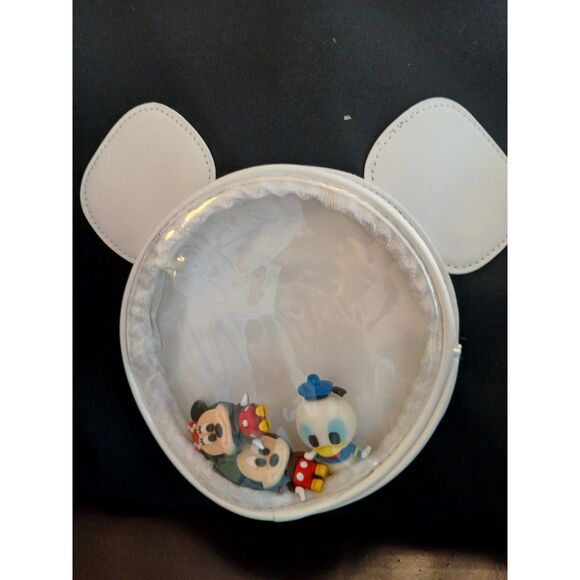 Black Bag White Mickey Head Clear Pocket Includes Mickey Minnie & Donald Figures - Picture 13 of 13